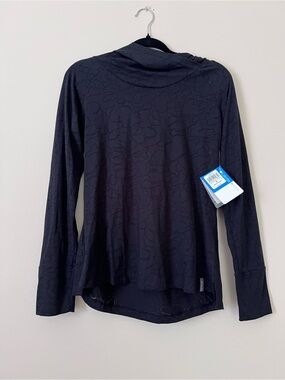 NWT! COLUMBIA ADERA INNER LUMINOSITY Black Hooded Long-Sleeve Active Shirt Sz. M